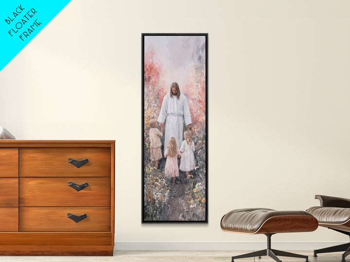 Garden Blessing Light - Framed Canvas Print - Narrow Art - Christian Art - Jesus Painting - Christian Canvas Art - Christian Gift Ideas