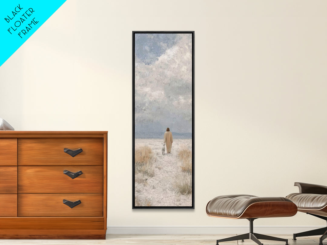 Quiet Shepherd Journey - Framed Canvas Print - Skinny Art - Christian Painting - Christian Art - Jesus Painting - Christian Decor
