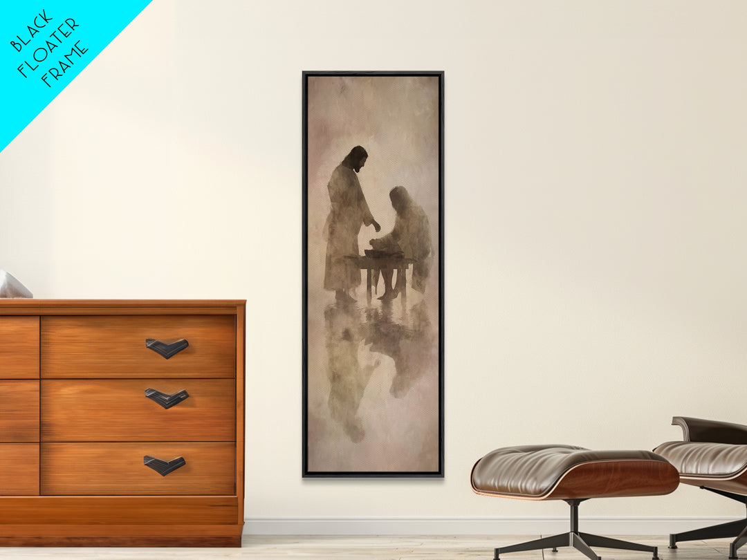 Servant Table Grace | Framed Canvas Print | Christian Art Canvas | Christian Wall Art | Jesus Painting | Christian Gift Ideas | Tall Skinny