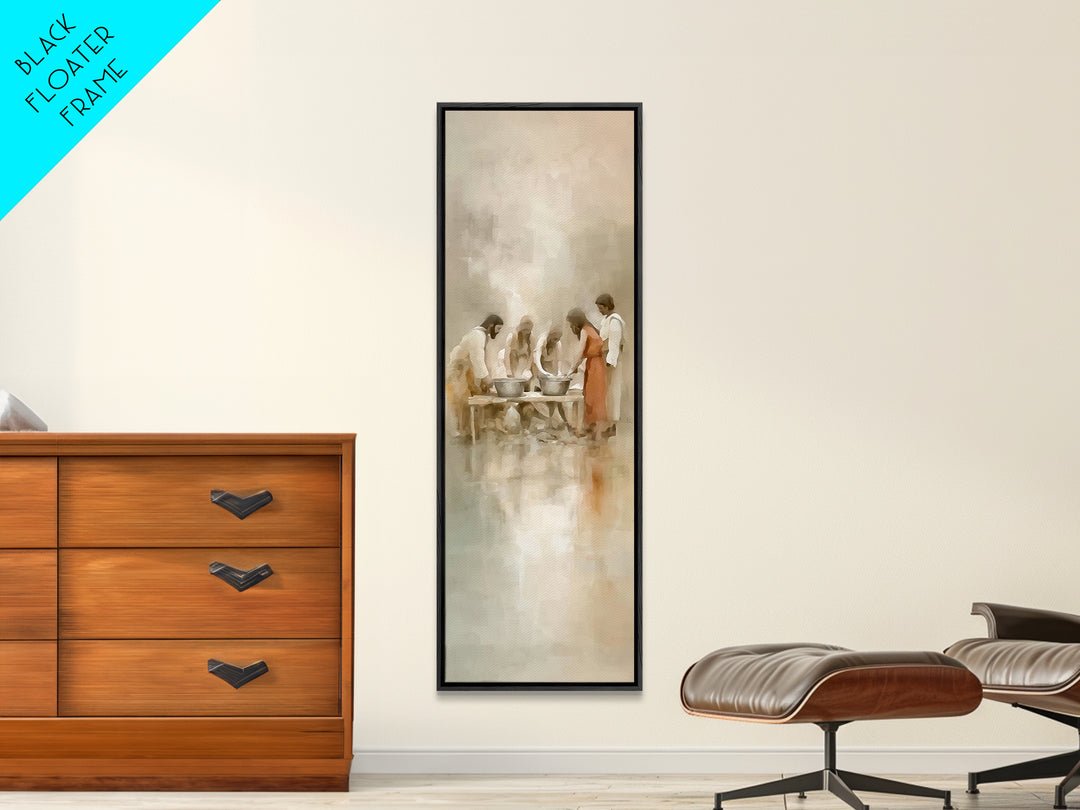 Gathering Of Blessings | Framed Canvas Print | Christian Wall Art | Christian Art Canvas | Christian Painting | Christian Decor | Tall Narr