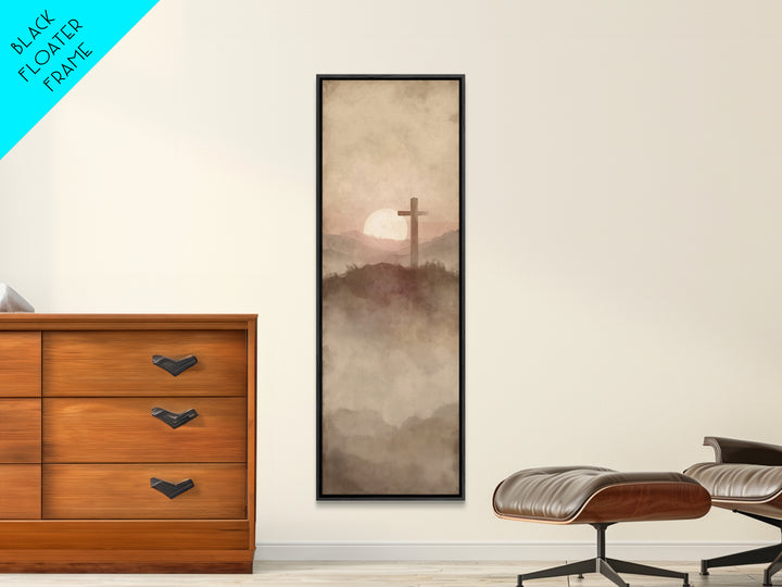 Silent Hill Cross | Framed Canvas Print | Tall Narrow Wall Art | Christian Art Canvas | Christian Wall Art | Subtle Christian Art | Christi