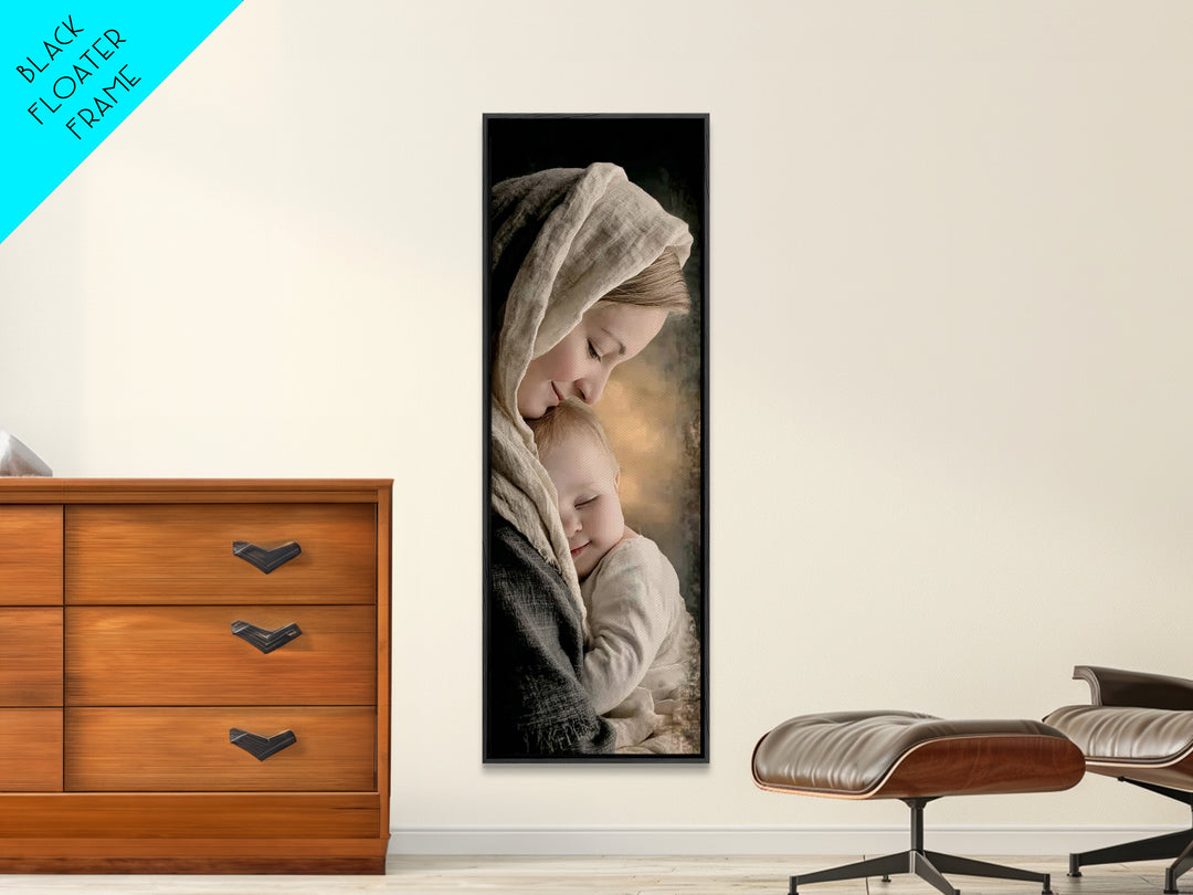 Sacred Tenderness | Framed Canvas Print | Skinny Art | Christian Wall Art | Christian Art Canvas | Christian Christmas Art | Jesus Art
