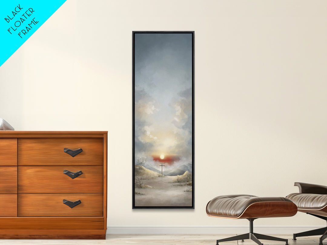 Evening Vigil, Framed Canvas Print, Narrow Art, Christian Art Canvas, Christian Wall Art, Moody Christian Art, Christian Christmas Art, Chr