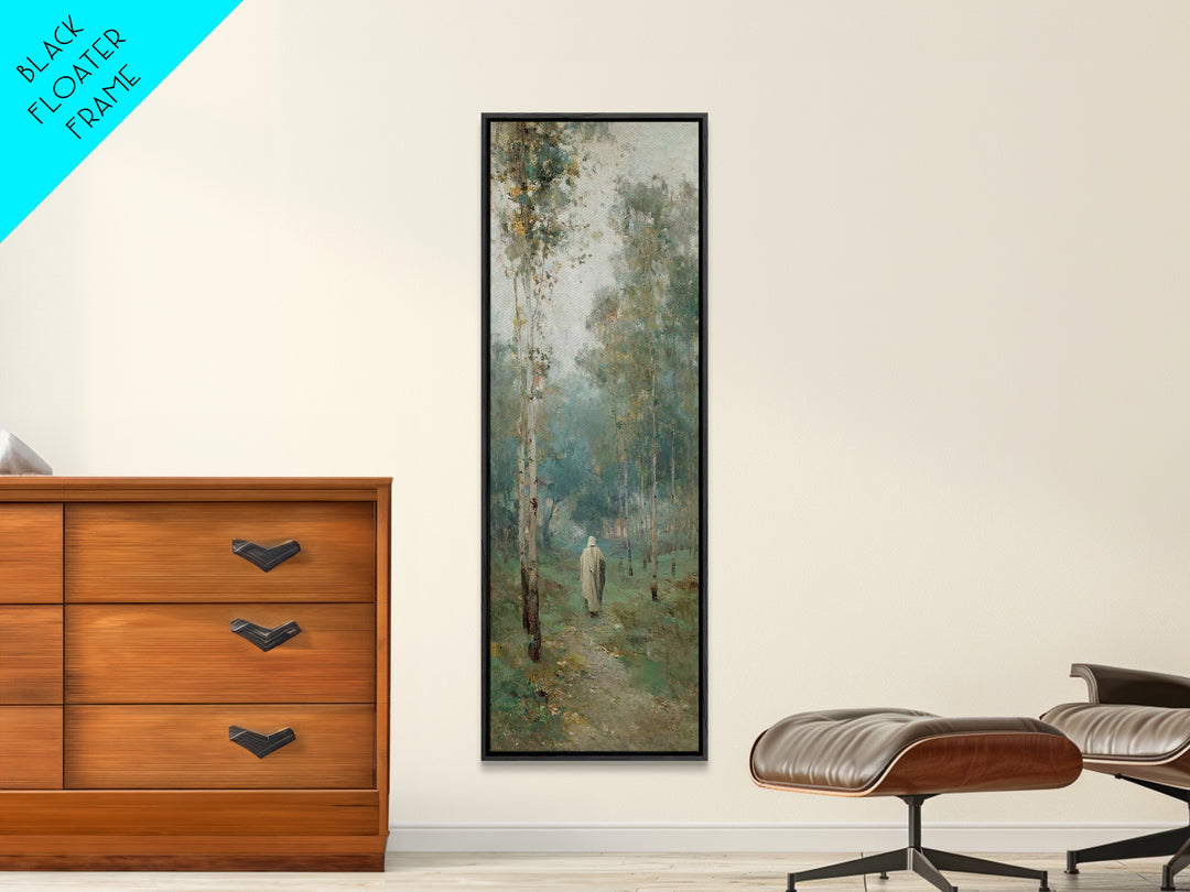 Peaceful Messiah Path, Framed Canvas Print, Tall Narrow Wall Art, Christian Art, Christian Wall Art, Christian Art Canvas, Christian Painti