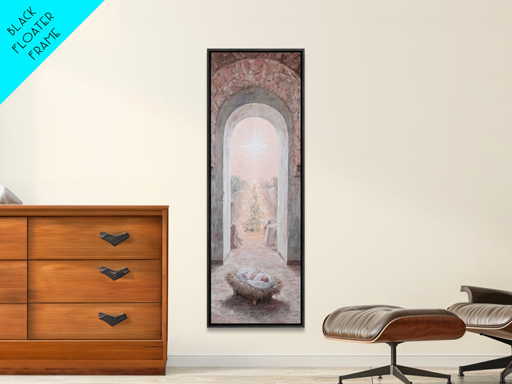 Holy Child Dawn – Framed Canvas Print – Tall Narrow Wall Art – Christian Christmas Art – Christian Art Canvas – Christian Wall Art – Christ