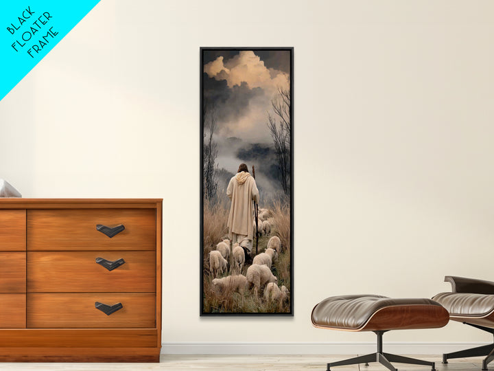 Cloud Valley Guide – Framed Canvas Print – Skinny Art – Christian Painting – Christian Art Canvas – Christian Art – Jesus Painting