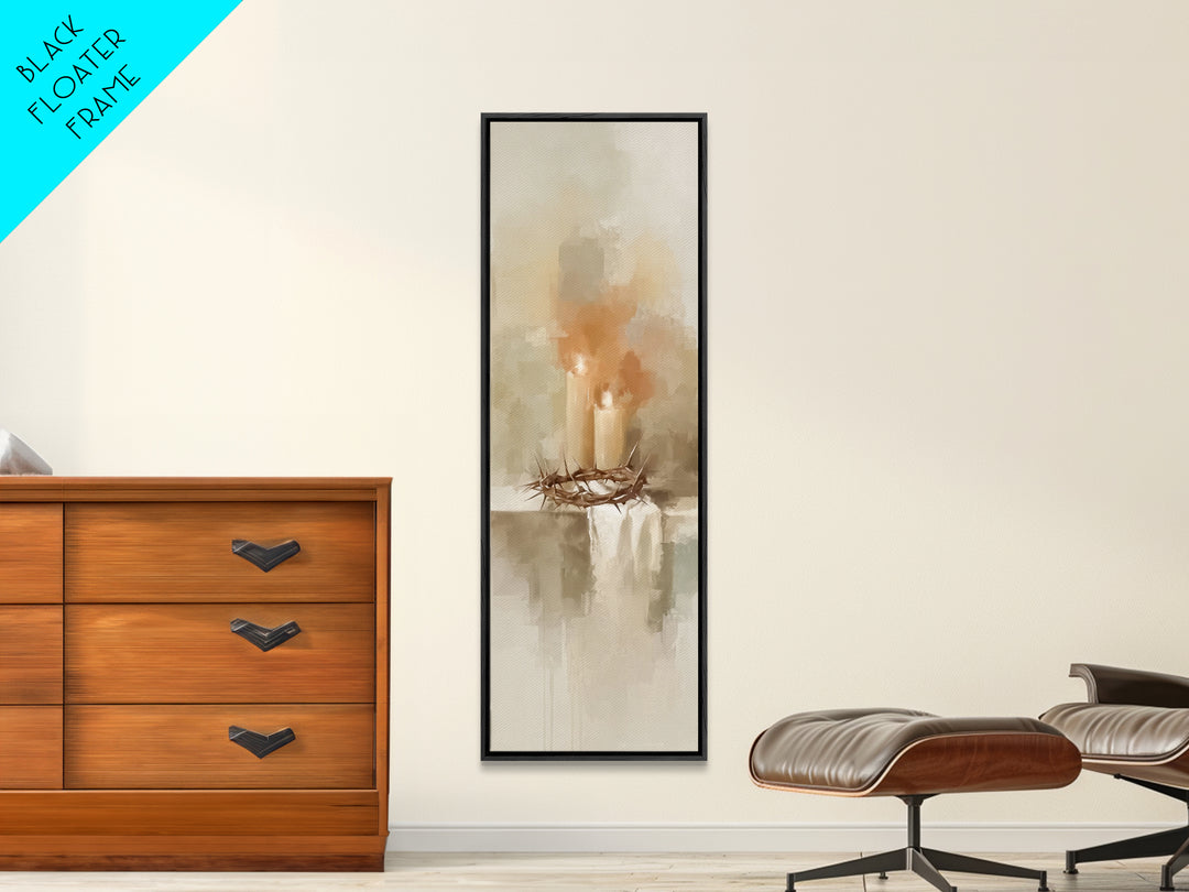 Silent Ember Grace | Framed Canvas Print | Christian Art Canvas | Modern Christian Art | Tall Skinny Art Print | Christian Wall Art | Chris