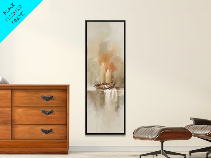 Silent Ember Grace | Framed Canvas Print | Christian Art Canvas | Modern Christian Art | Tall Skinny Art Print | Christian Wall Art | Chris