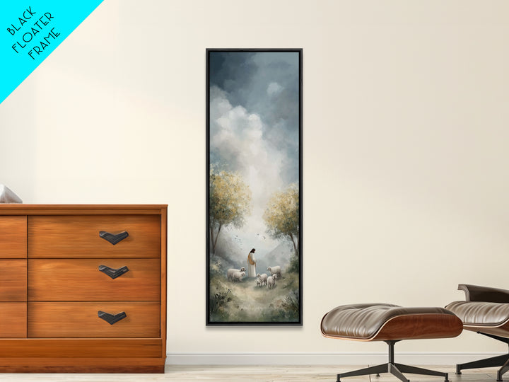 Gentle Shepherd – Framed Canvas Print – Narrow Art – Christian Art – Christian Wall Art – Jesus Painting – Christian Art Canvas – Christian