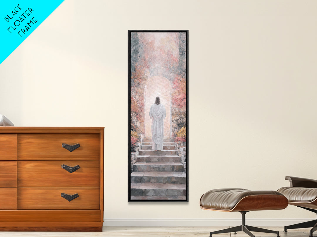 Garden of Light | Framed Canvas Print | Narrow Art | Christian Art Canvas | Jesus Painting | Christian Wall Art | Christian Gift