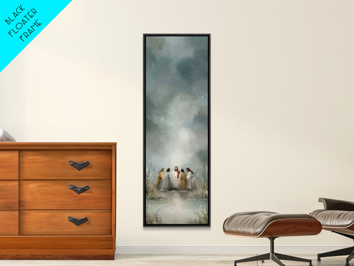 Night Of Fellowship – Framed Canvas Print – Tall Narrow Wall Art – Christian Wall Art – Jesus Painting – Christian Art Canvas – Christian D