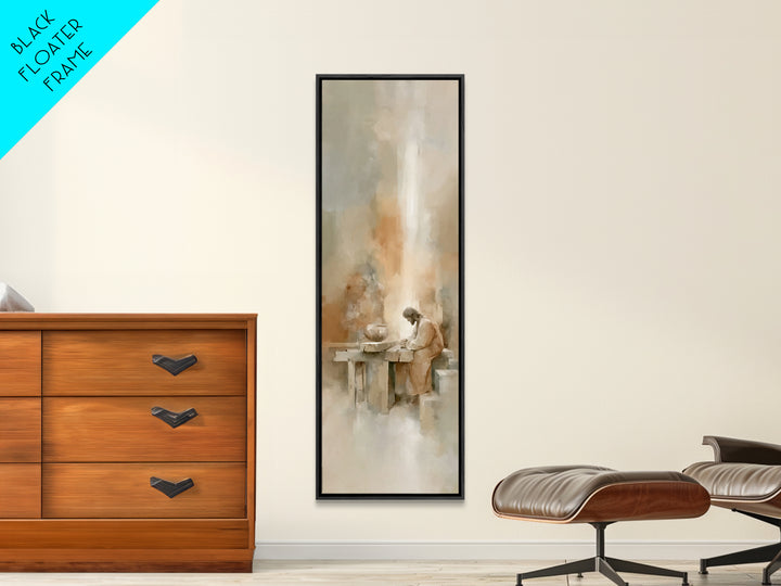 Humble Labor Light, Framed Canvas Print, Narrow Art, Christian Art Canvas, Jesus Painting, Christian Wall Art, Subtle Christian Art