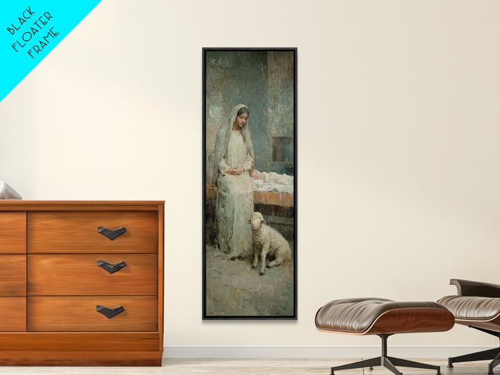 Mother’s Quiet Blessing – Framed Canvas Print – Narrow Art – Christian Wall Art – Christian Art Canvas – Jesus Art Print – Christmas Art –