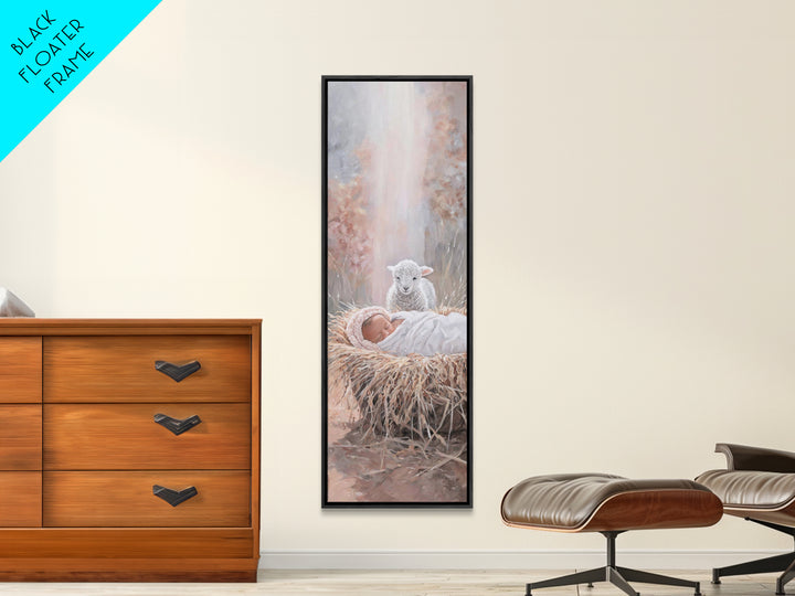 Heavenly Innocence – Framed Canvas Print – Christian Art – Christian Christmas Art – Jesus Painting – Tall Skinny Art Print