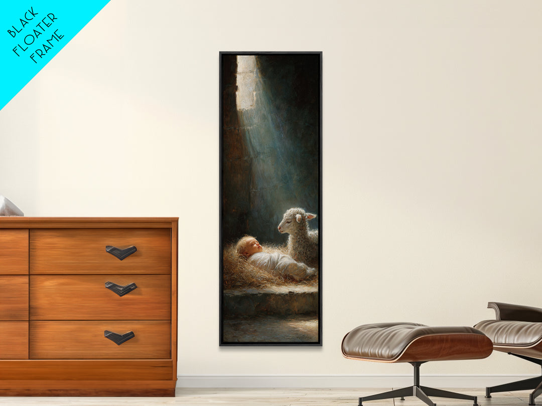 Holy Night Comfort – Framed Canvas Print – Christian Wall Art – Jesus Christmas Art – Christian Art Canvas – Skinny Art