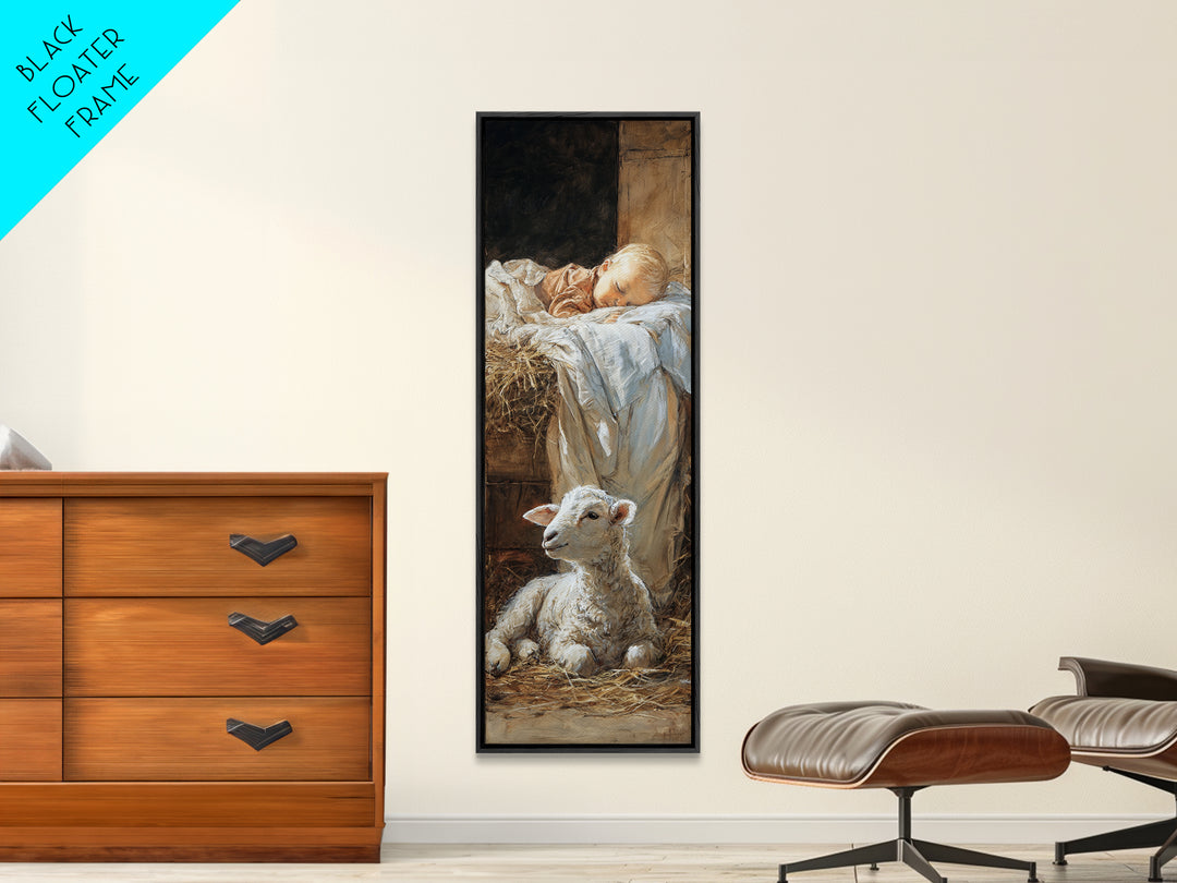 Starborn Serenity – Framed Canvas Print – Christian Wall Art – Christian Art Canvas – Jesus Christmas Art – Narrow Art