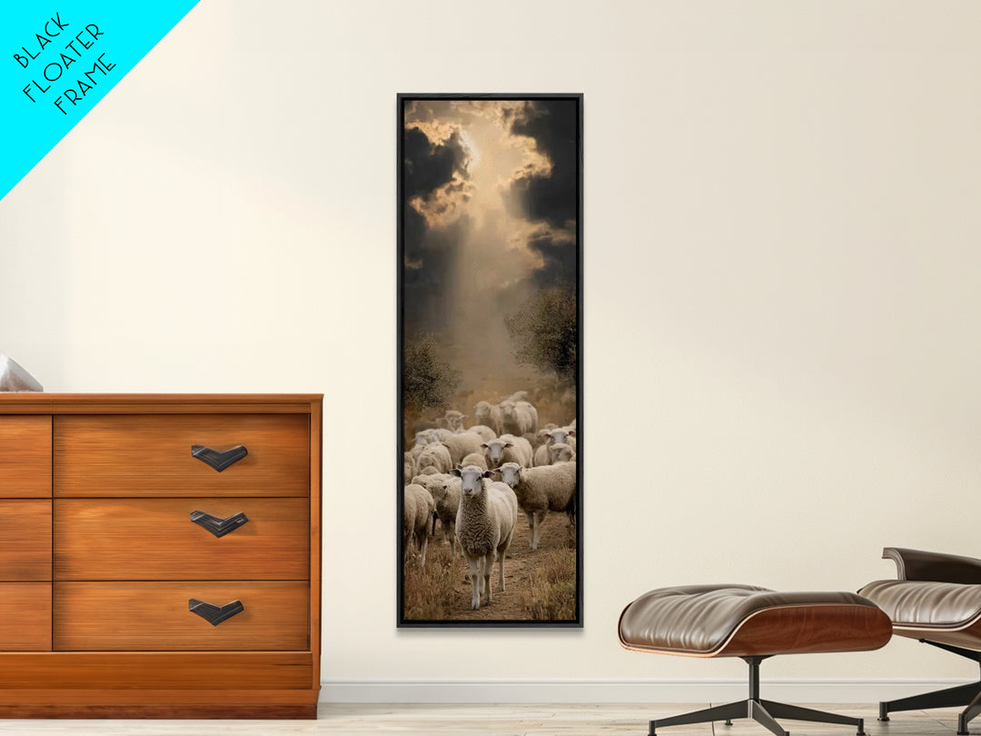 Light Over The Fold – Framed Canvas Print – Christian Art Canvas – Christian Wall Art – Christian Art – Skinny Art – Jesus Painting