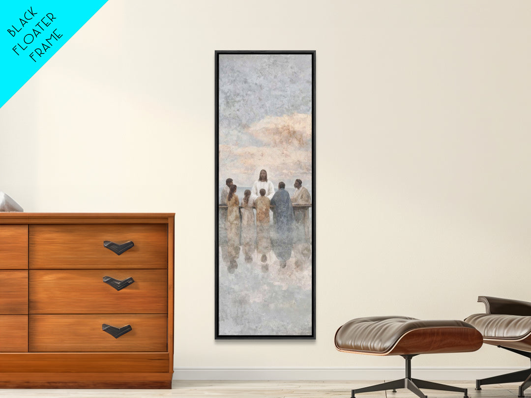 Communion In Shadow | Framed Canvas Print | Christian Art Canvas | Christian Wall Art | Jesus Painting | Skinny Art | Modern Christian Art