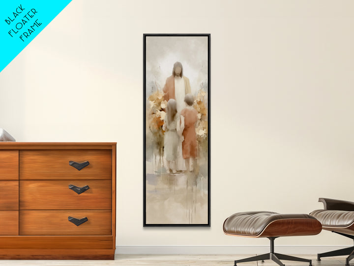 Blooming Devotion | Framed Canvas Print | Jesus Painting | Christian Art Print | Christian Wall Art | Narrow Art