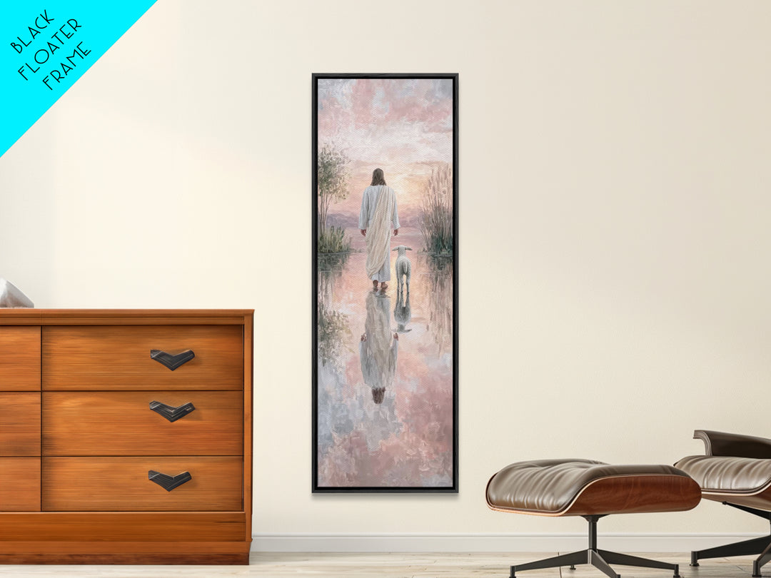 Twilight Shepherd Calm – Framed Canvas Print – Christian Wall Art – Jesus Painting – Christian Art Canvas – Skinny Art – Christian Gift