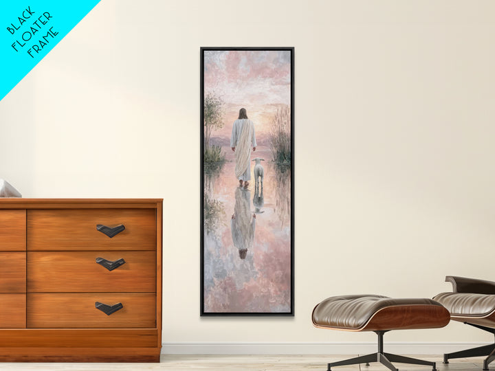Twilight Shepherd Calm – Framed Canvas Print – Christian Wall Art – Jesus Painting – Christian Art Canvas – Skinny Art – Christian Gift