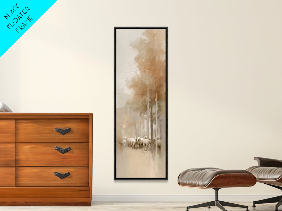 Quiet Woodland Flock – Framed Canvas Print – Christian Art Canvas – Christian Wall Art – Skinny Art – Christmas Art – Christian Christmas D