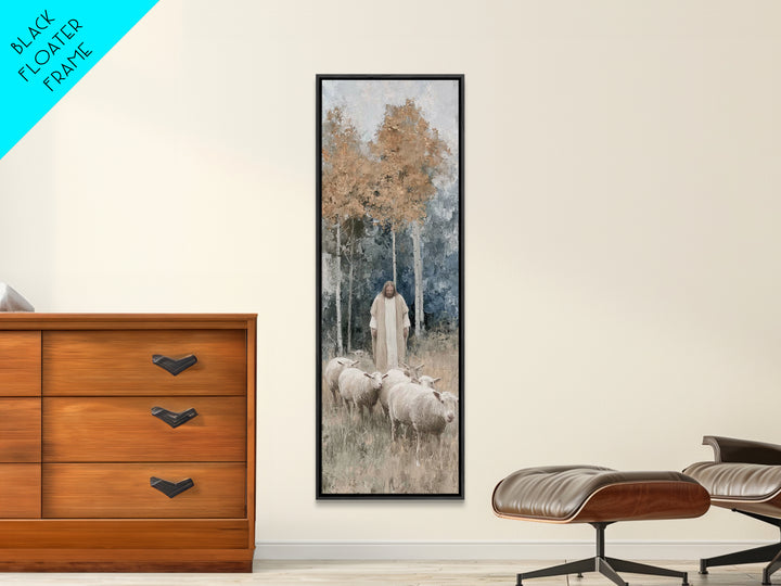 Autumn Shepherd Peace | Framed Canvas Print | Christian Art Canvas | Christian Wall Art | Narrow Art | Jesus Art Print | Christian Decor