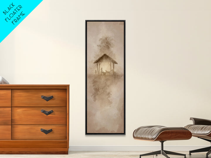 Humble Night Wonder | Framed Canvas Print | Christian Christmas Art | Christian Wall Art | Skinny Art | Jesus Christmas Art | Christian Art