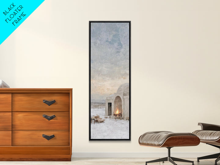 Bethlehem Hearth Glow | Framed Canvas Print | Christian Christmas Art | Christian Wall Art | Tall Skinny Art Print | Christian Art Canvas