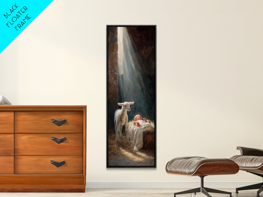 Blessed Night Star – Framed Canvas Print – Christian Wall Art – Christian Art Canvas – Jesus Painting – Tall Narrow Wall Art