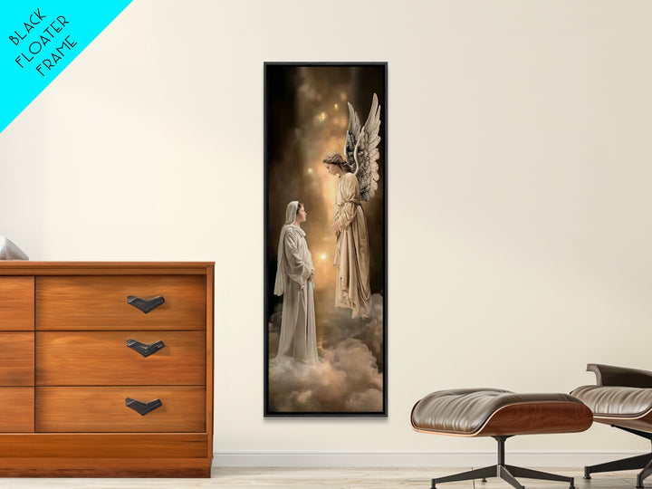 Sacred Encounter – Framed Canvas Print – Narrow Art – Christian Art – Christmas Art – Christian Art Canvas – Jesus Painting – Christian Dec