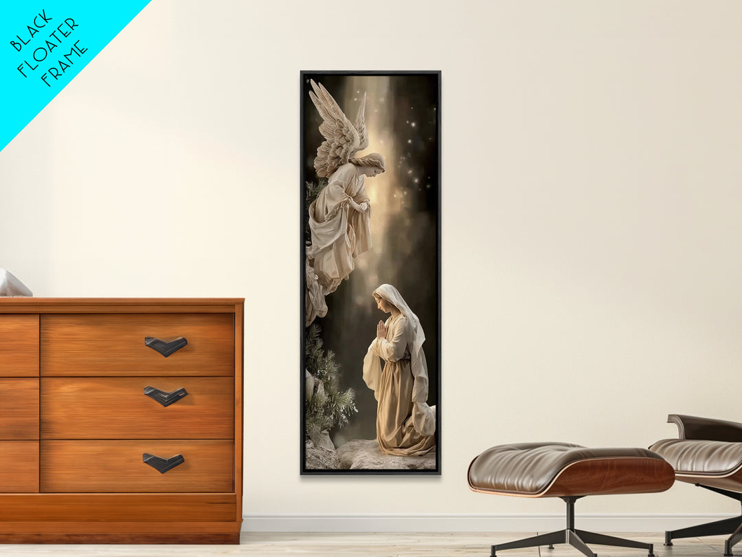 Divine Announcement, Framed Canvas Print, Narrow Art, Christian Art Canvas, Christian Wall Art, Christmas Art, Modern Christian Art