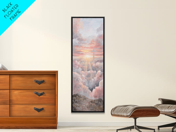 Cross Of Dawn | Framed Canvas Print | Christian Wall Art | Christian Art Canvas | Tall Skinny Art Print | Christian Christmas Art | Christi