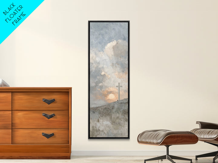 Sunrise At Calvary, Framed Canvas Print, Christian Wall Art, Christian Art Canvas, Tall Narrow Wall Art, Christian Gift, Modern Christian A