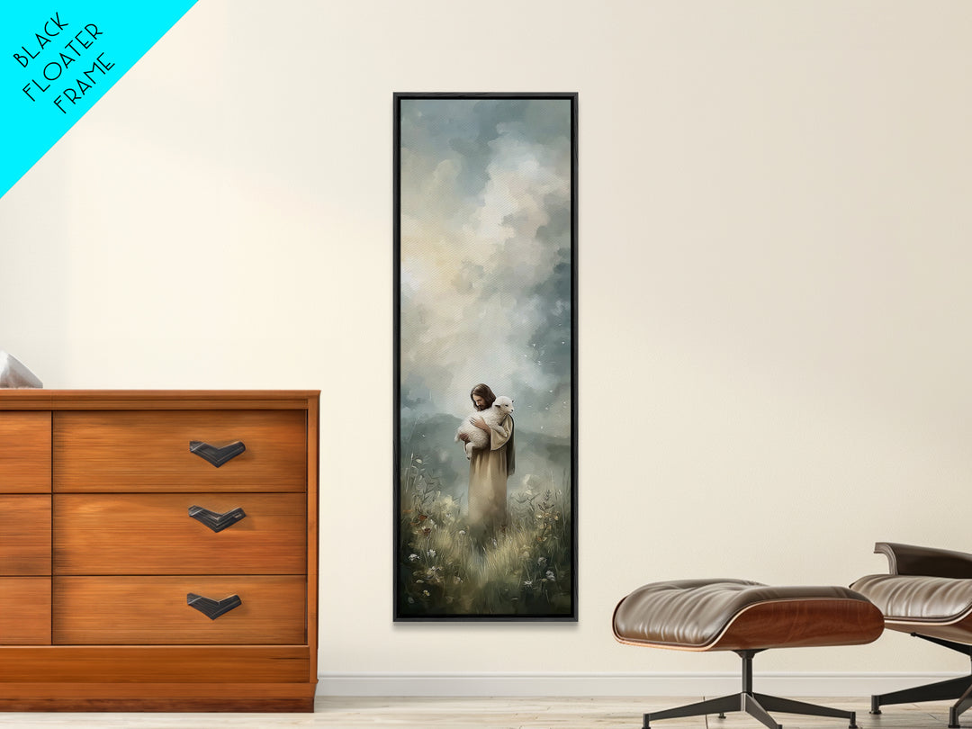 Pasture Of Grace, Framed Canvas Print, Christian Wall Art, Jesus Painting Canvas, Skinny Art, Christian Art Canvas, Modern Christian Art, C