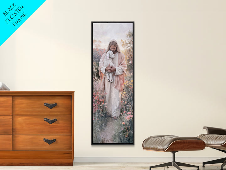 Fields Of Comfort – Framed Canvas Print – Christian Art Canvas – Large Jesus Painting – Tall Narrow Wall Art – Christian Wall Art – Christi