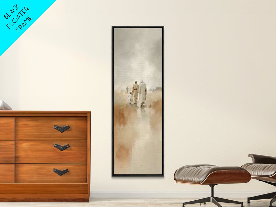 Quiet Family Path, Framed Canvas Print, Skinny Art, Christian Art Prints, Christmas Art Work, Subtle Christian Art