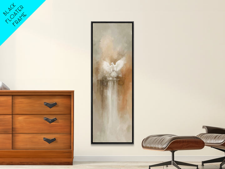 Dove Of Glory – Framed Canvas Print – Christian Wall Art – Christian Art Canvas – Minimalist Christian Art – Narrow Art – Christian Paintin
