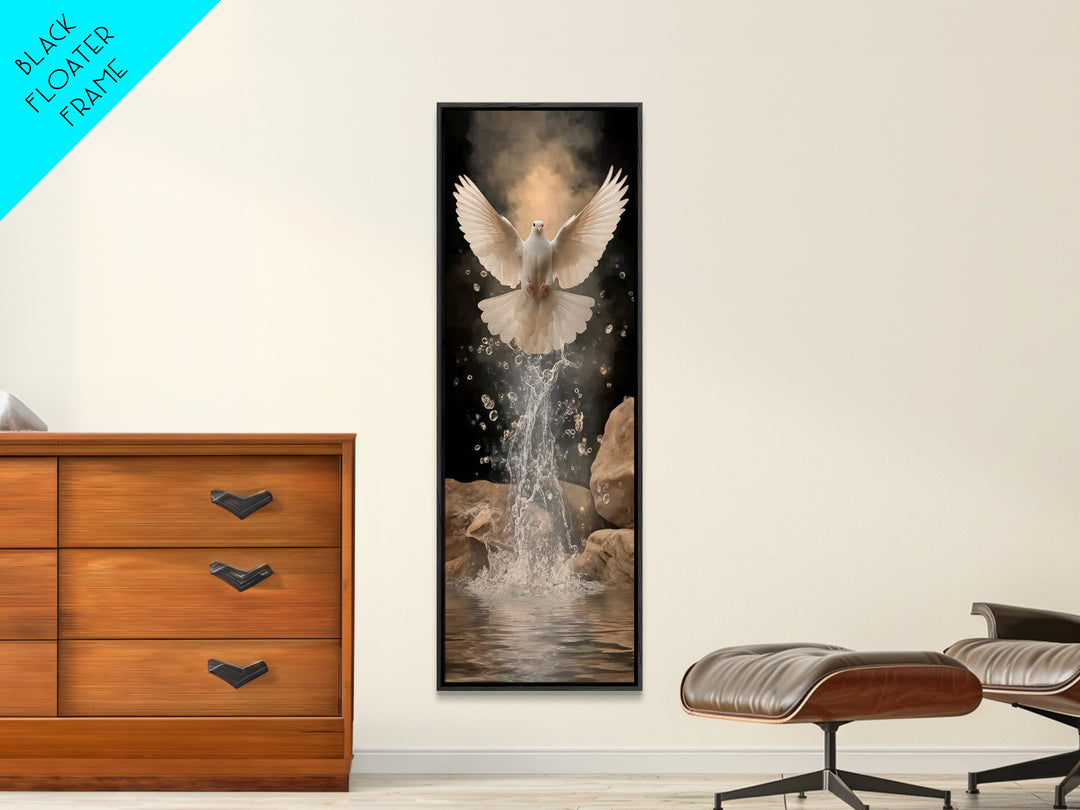 Living Waters Peace – Framed Canvas Print – Christian Art – Christian Art Canvas – Moody Christian Art – Tall Skinny Art Print – Christian