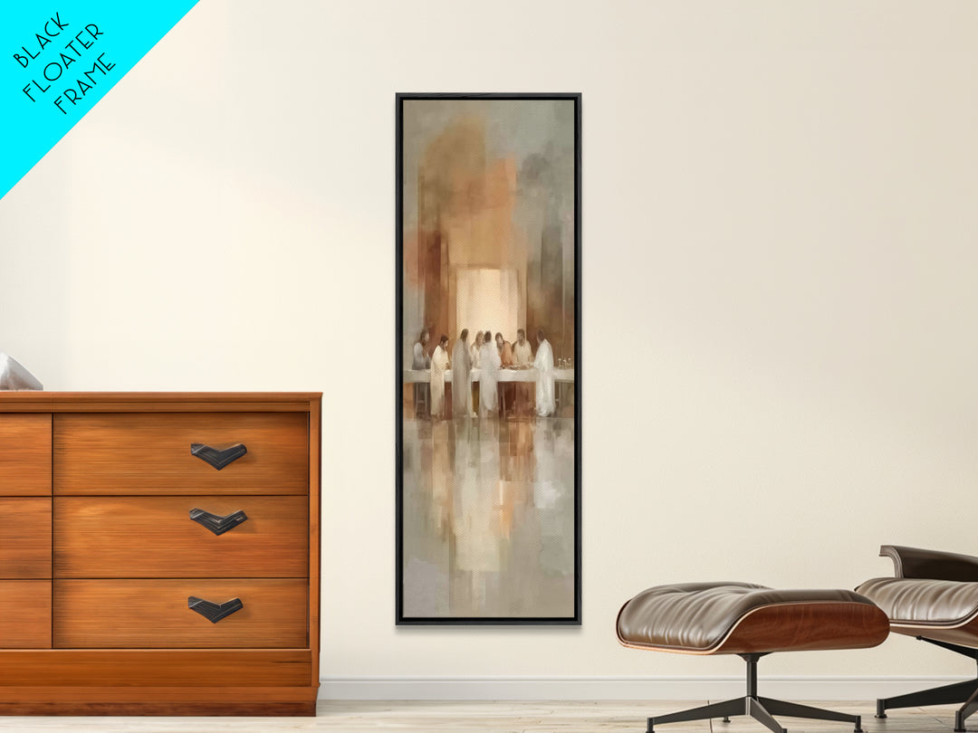 Sacred Supper Glow – Framed Canvas Print – Christian Wall Art – Jesus Painting – Christian Art Canvas – Tall Skinny Art Print – Christian C