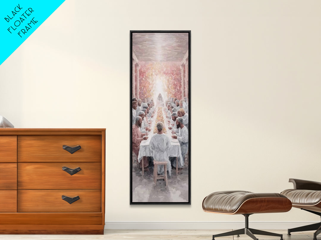 Celestial Supper Bloom, Framed Canvas Print, Christian Art Canvas, Christian Art, Jesus Painting, Narrow Art, Christian Christmas Art, Chri