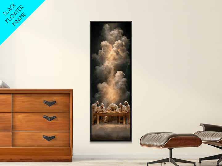 Heavenly Supper Light – Framed Canvas Print – Christian Wall Art – Jesus Painting – Christian Christmas Art – Tall Narrow Wall Art – Christ