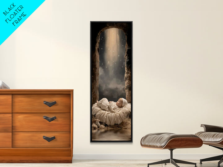 Star of Bethlehem – Framed Canvas Print – Christian Wall Art – Christmas Art – Jesus Painting – Narrow Art – Christian Christmas Decor – Ch