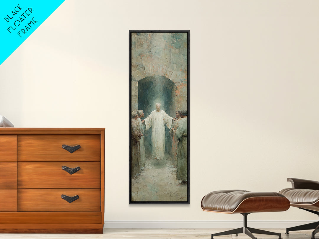 Risen In Glory – Framed Canvas Print – Tall Narrow Wall Art – Christian Art Canvas – Jesus Painting – Christian Art Print – Christian Wall