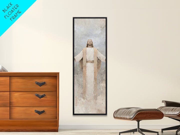 Radiant Savior Light, Framed Canvas Print, Skinny Art, Christian Art Canvas, Christian Wall Art, Jesus Painting, Christian Art
