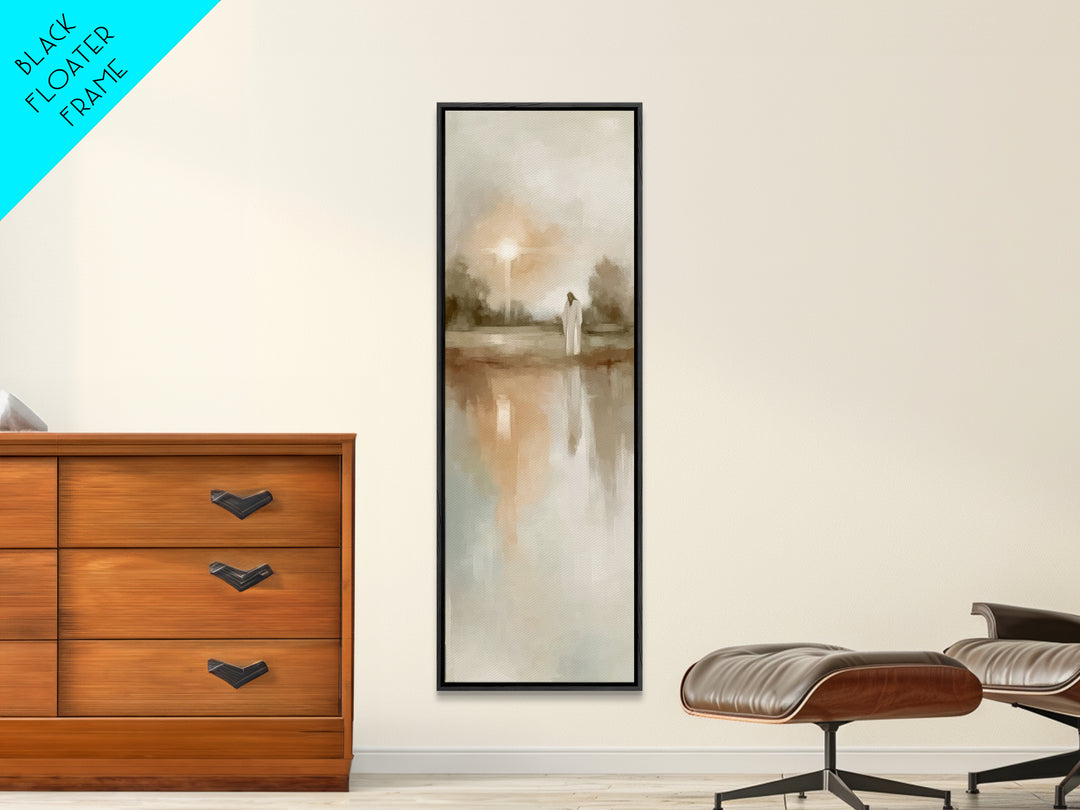 Gentle Dawn Messiah – Framed Canvas Print – Skinny Art – Christian Art – Christian Art Canvas – Jesus Painting – Minimalist Christian Art
