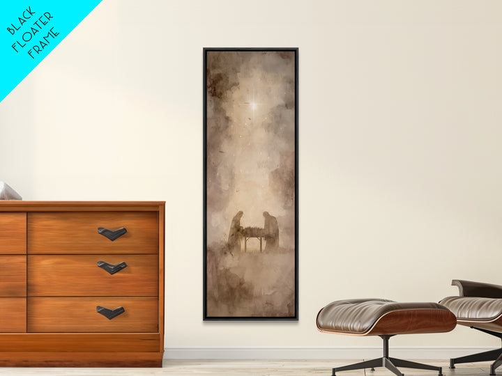Divine Birth Star – Framed Canvas Print – Tall Narrow Wall Art – Jesus Painting – Christian Art Canvas – Jesus Art – Christian Christmas Ar