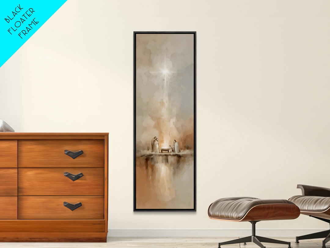 The Guiding Star - Framed Canvas Print - Christian Wall Art - Christmas Art - Christian Art Canvas - Christian Christmas Art - Tall Narrow