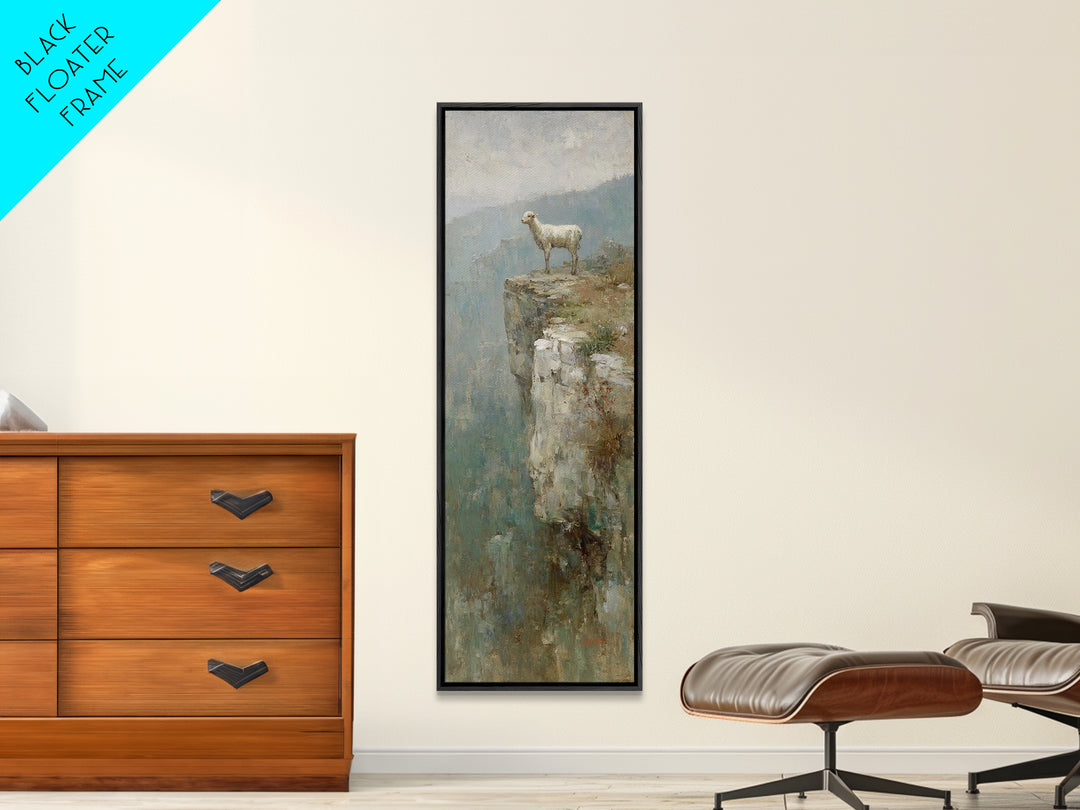 Silent Ridge Lamb - Framed Canvas Print - Christian Art Canvas - Vintage Christian Art - Christian Wall Art - Christian Painting - Tall Ski