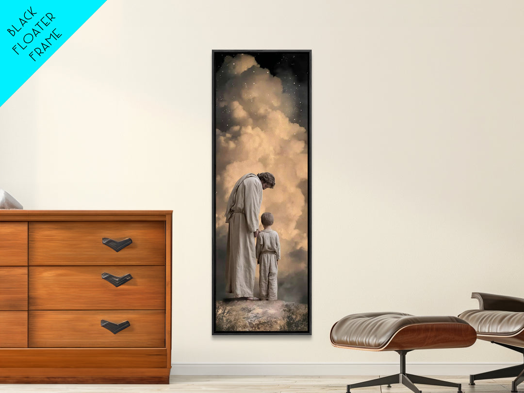 Guiding Hope Light – Framed Canvas Print – Christian Wall Art – Jesus Painting – Christian Art Canvas – Modern Christian Art – Tall Skinny